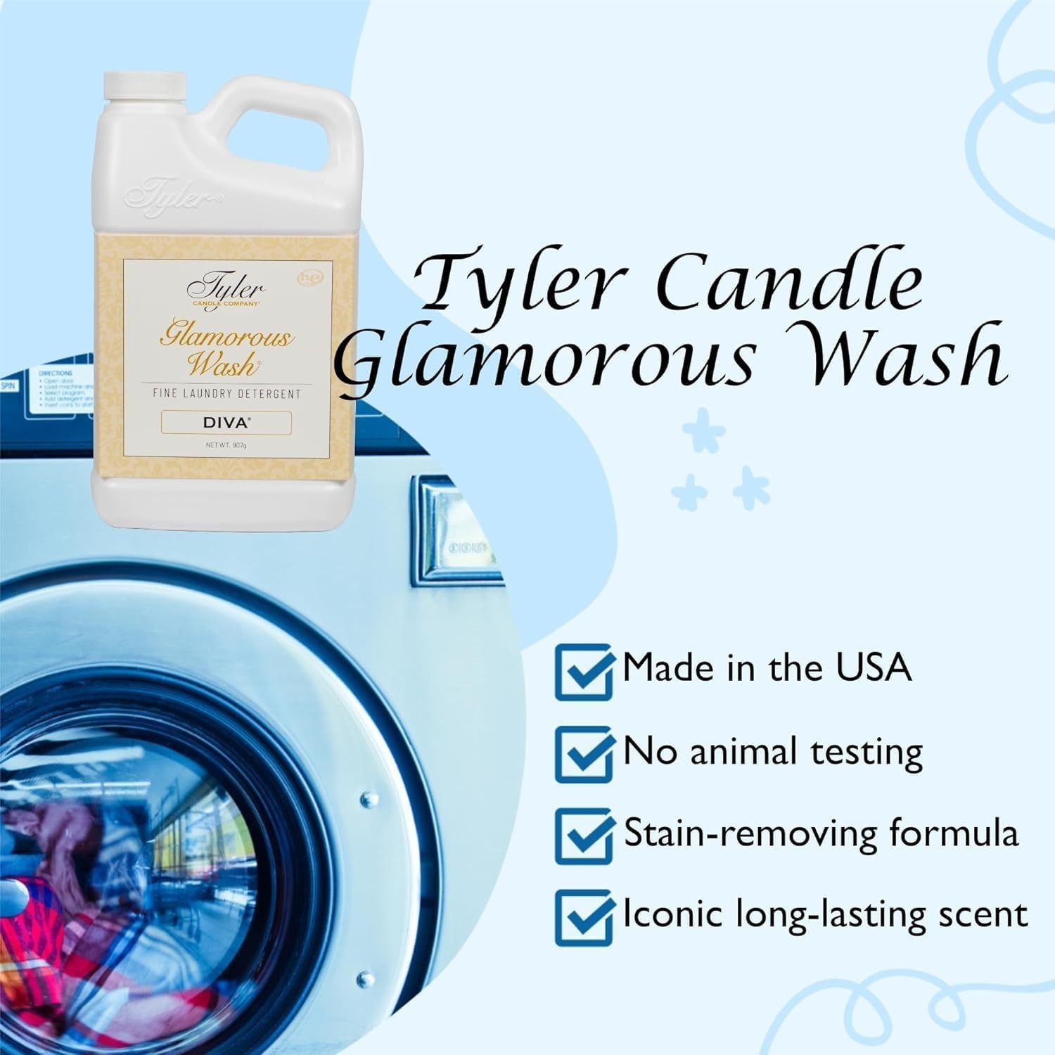 Eco-Friendly Tyler Glam Wash Detergent 32 FL Oz – Hypoallergenic, Diva Fragrance