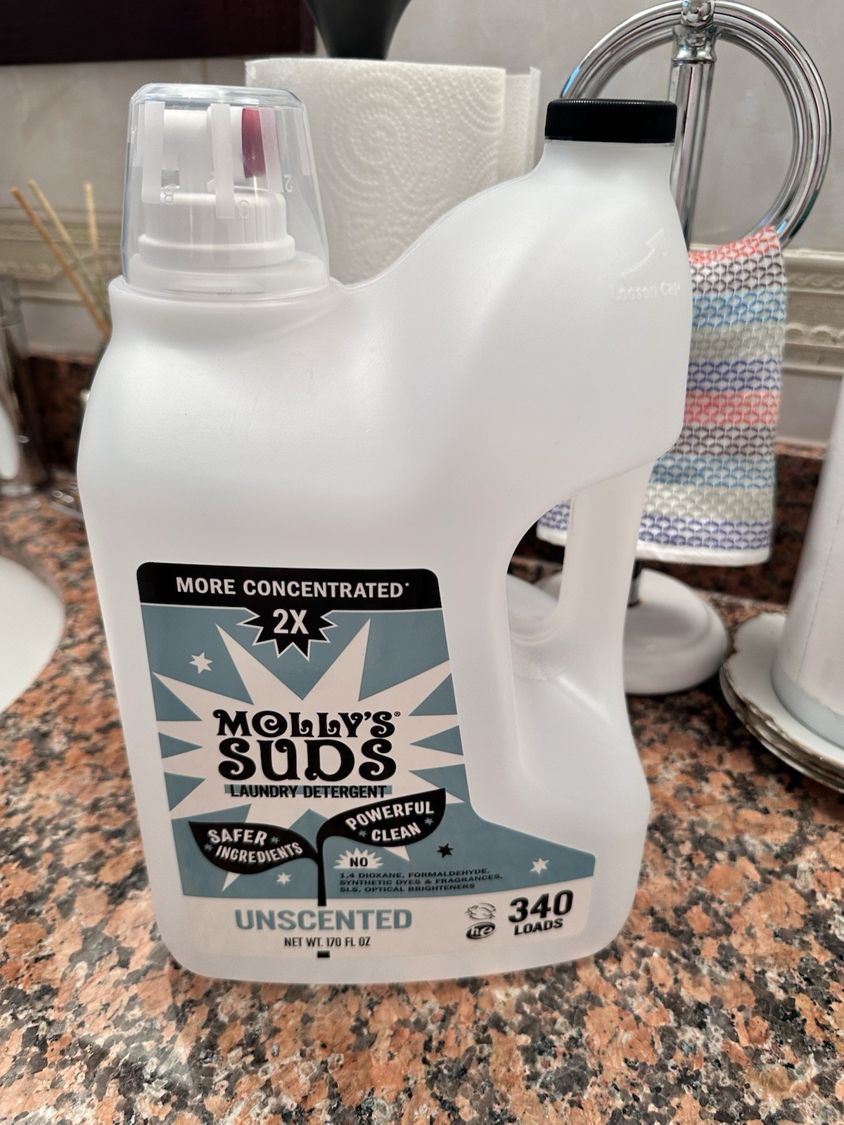 Mollys Suds Liquid Laundry Detergent, Unscented 170 Oz Empty Bottle For Reuse