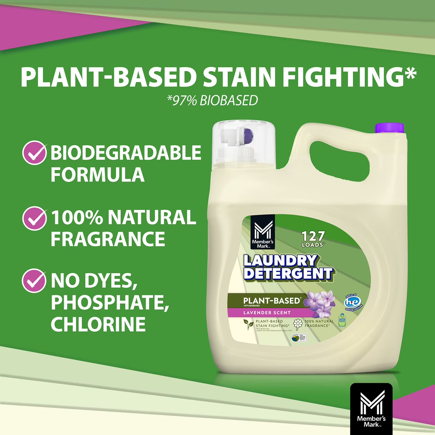 Member’s Mark Plant Based Liquid Laundry Detergent Lavender 196 fl oz 127 Loads