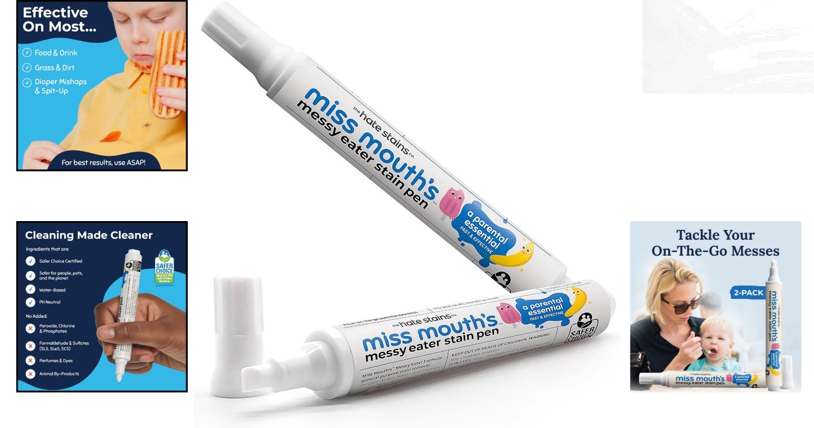 Messy Eater Stain Treater Pen – 2 Pack Instant Stain Remover for Baby Essentials