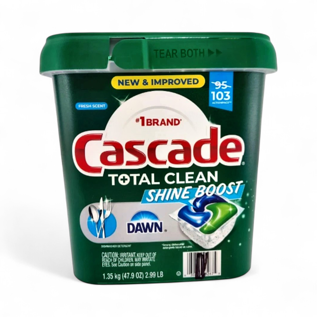 Cascade Total Clean Shine Boost Dishwasher Detergent Fresh Scent 103 ActionPacs