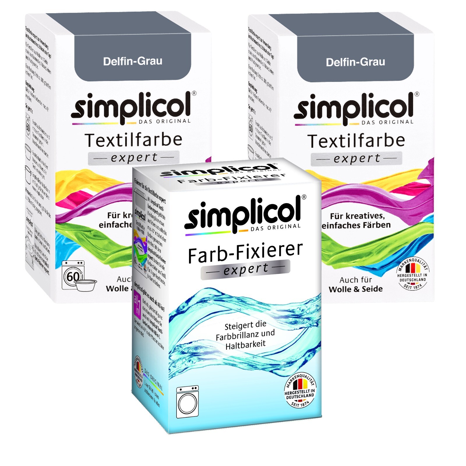 Simplicol Textile Dye Expert Dolphin Gray For 600G Fabric 2X Dye And 1X Fixative