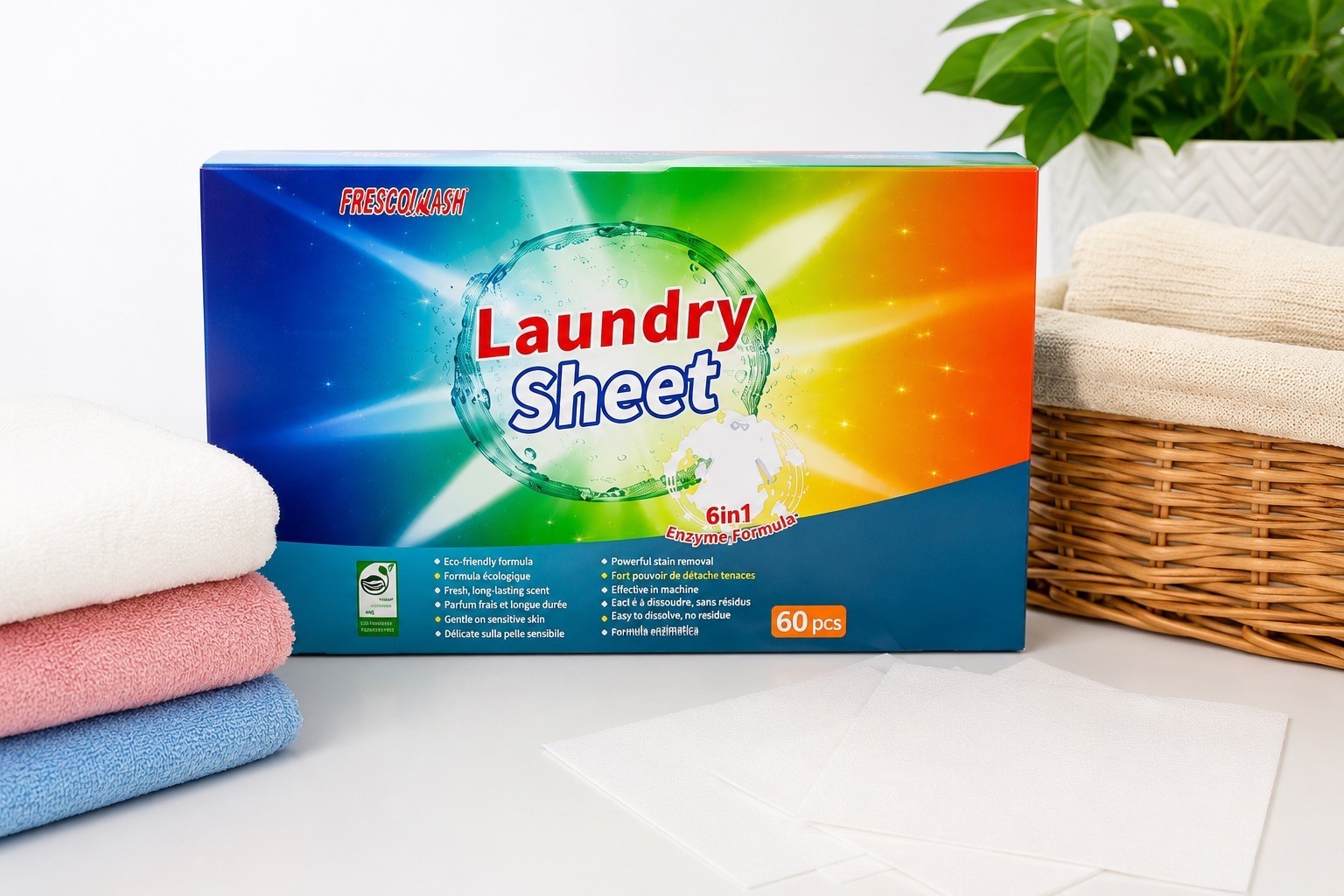 Laundry Detergent Sheets 60 PCS Loads Eco Friendly for Hand & Machine Washing