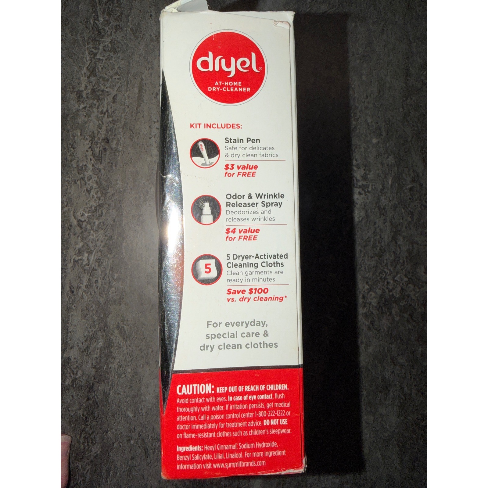 Dryel At-Home Dry Cleaner Starter Kit 5 Loads Stain Pen Wrinkle Releaser Spray