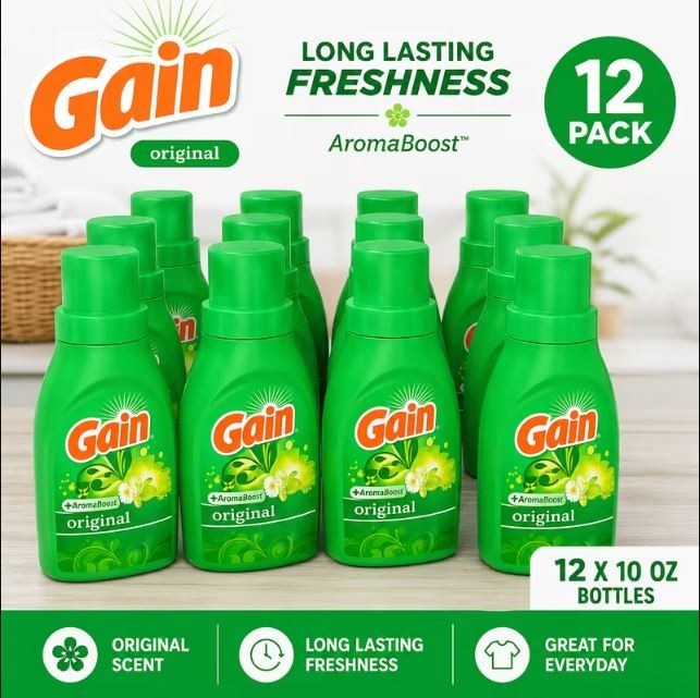 Gain+Aroma Boost Liquid Laundry Detergent Original Scent 6 Load 10 fl oz 12 Pack