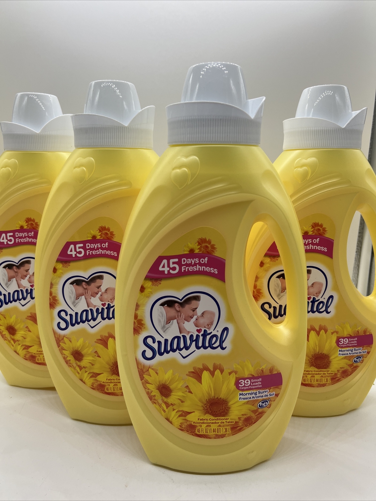 (4) Suavitel Fabric Conditioner Morning Sun 39 Loads Gentle For Baby 46oz ￼