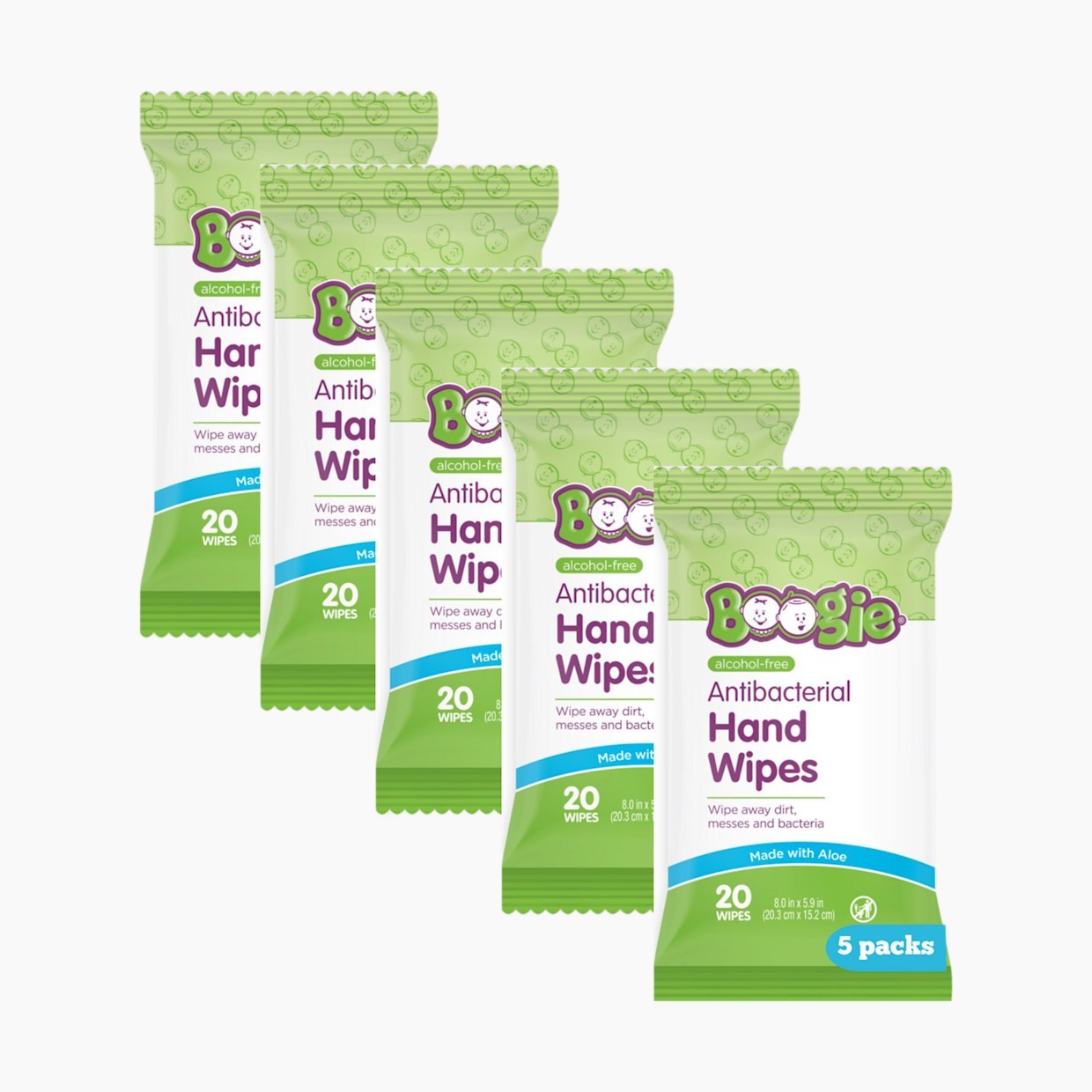 Boogie Antibacterial Wipes – 2 Boxes (200 Wipes) – Alcohol-Free – NEW