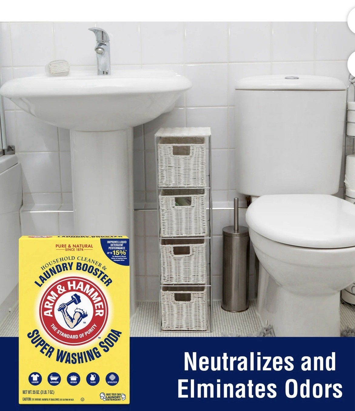 Arm & Hammer Super Washing Soda Laundry Booster Powder 55 oz Fragrance-Free