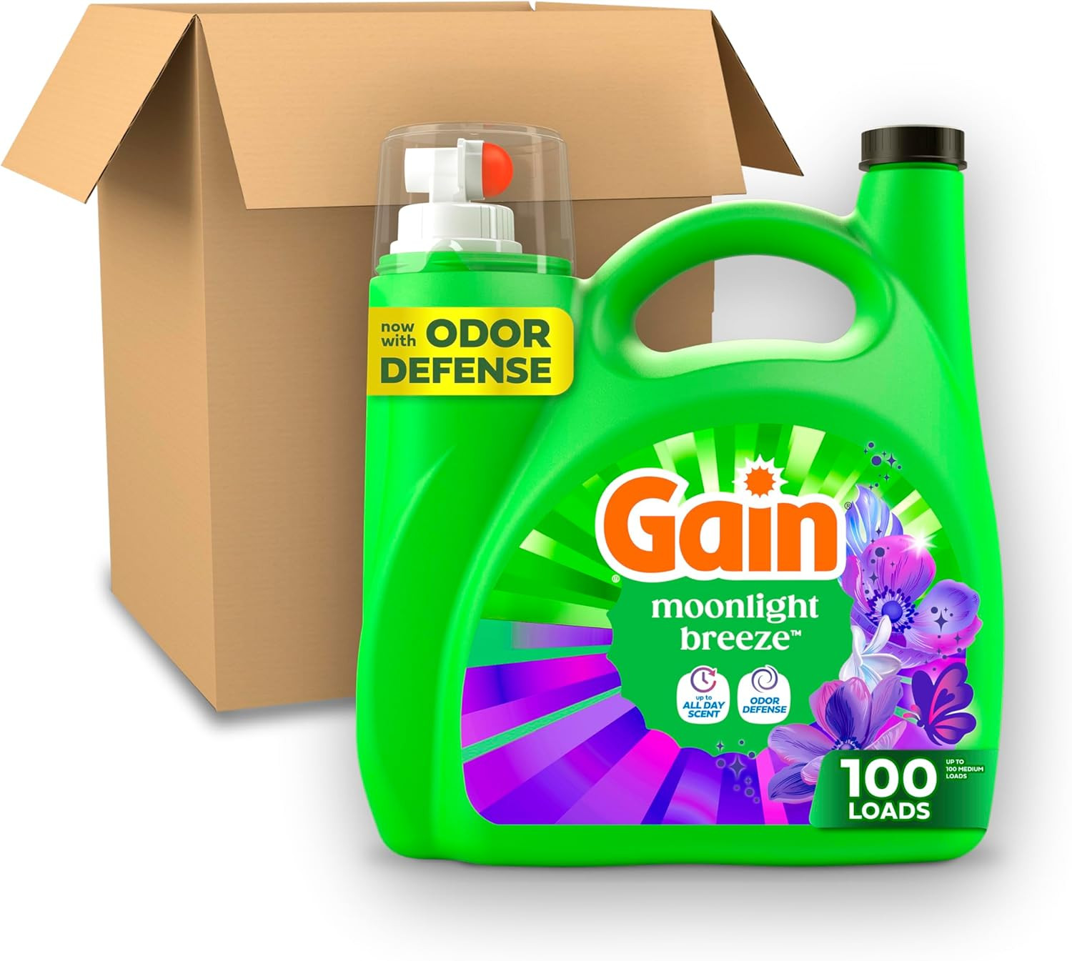 Liquid Laundry Detergent, Now with Odor Defense, Moonlight Breeze Scent, 132 Fl