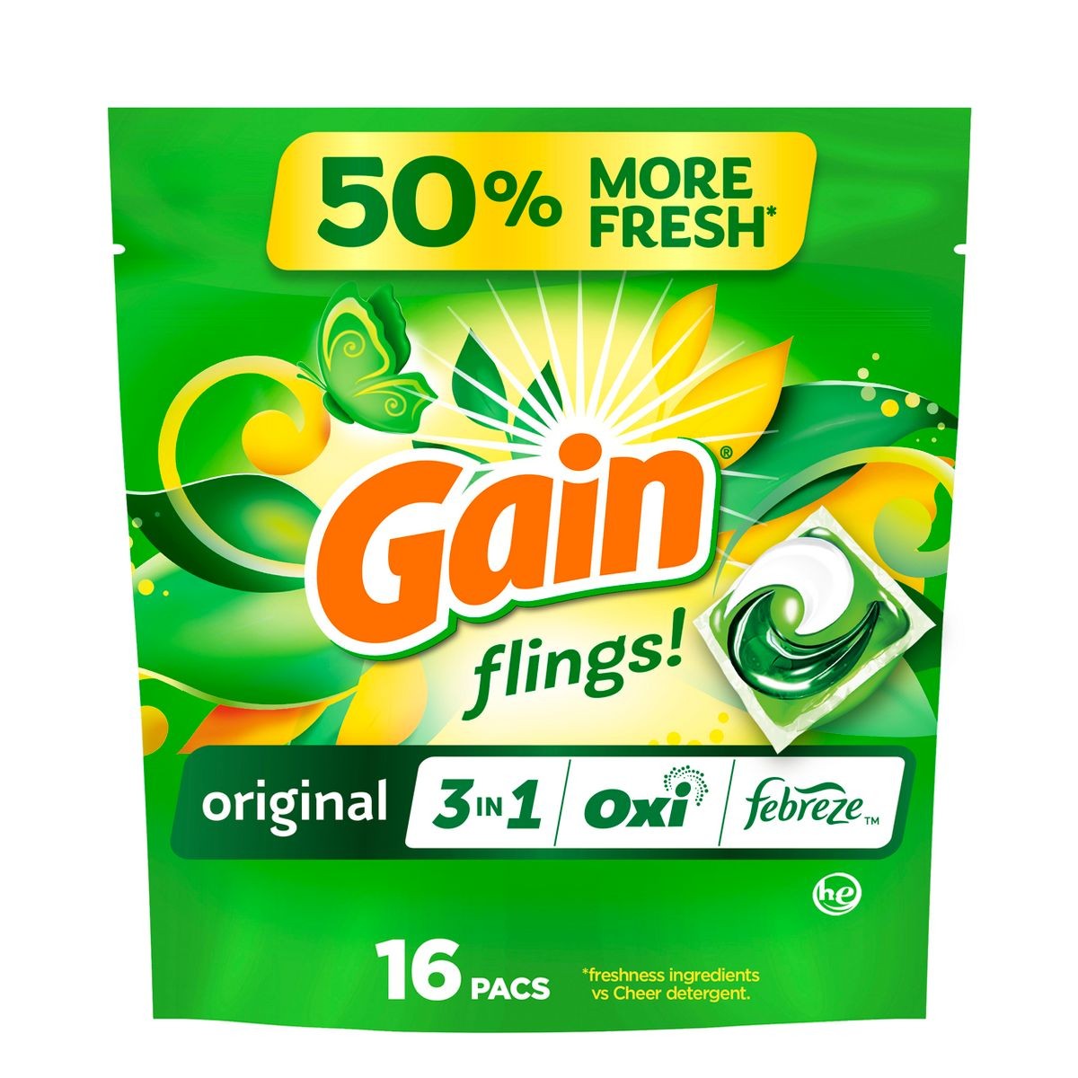 Original 3in 1 Oxi &HE Deep Cleaning Concentrated Laundry Detergent Pods