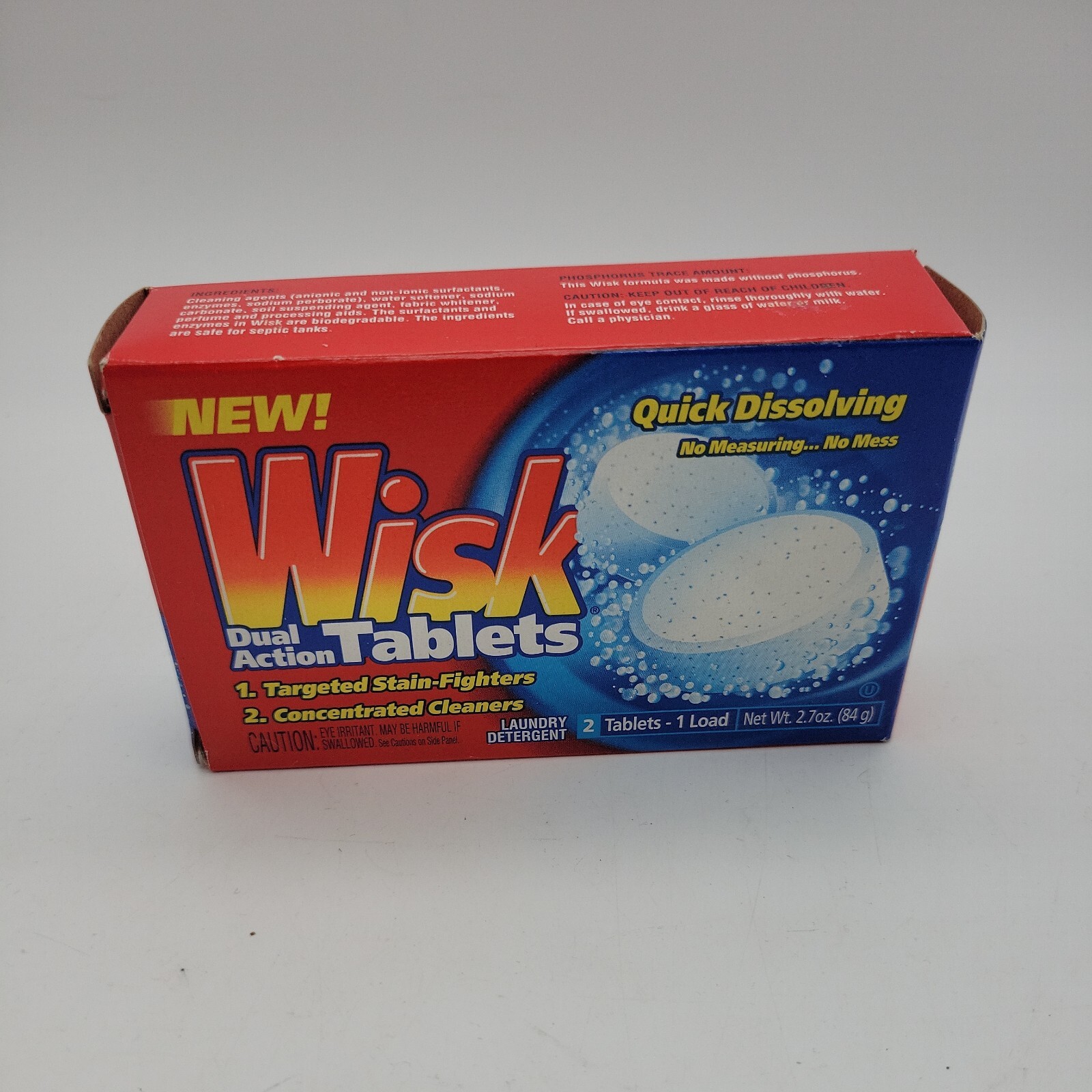 Wisk Dual Action Tablets Set of 2 Travel Detergent Sealed New Discontinued NOS