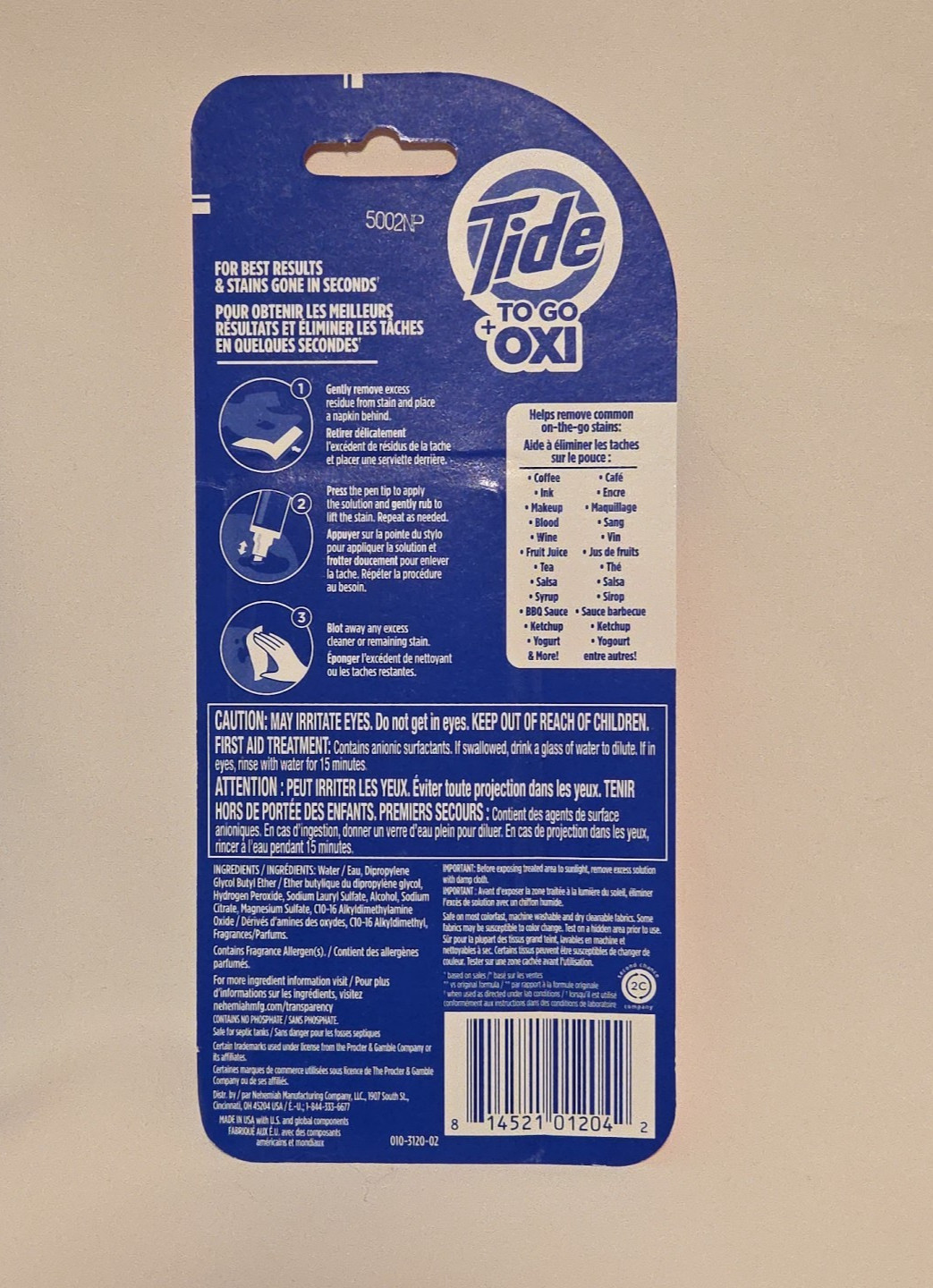 Tide to Go + OXY Stain Remover for Clothes , Instant 3 Count (Pack of 1)