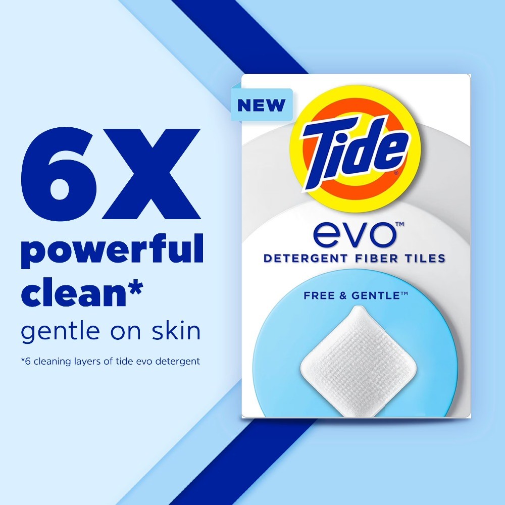 Evo Laundry Detergent Tiles, Free & Gentle, Hypoallergenic, Unscented, 40 Count