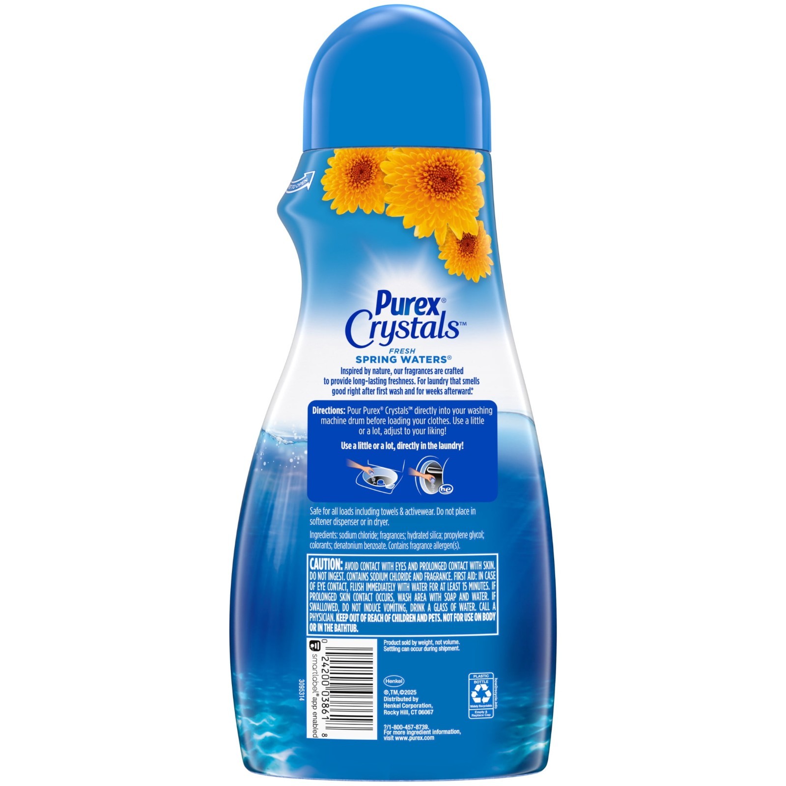 Purex Crystals In-Wash Laundry Scent Booster, Fresh Spring Waters, 39 oz, 4 Pack