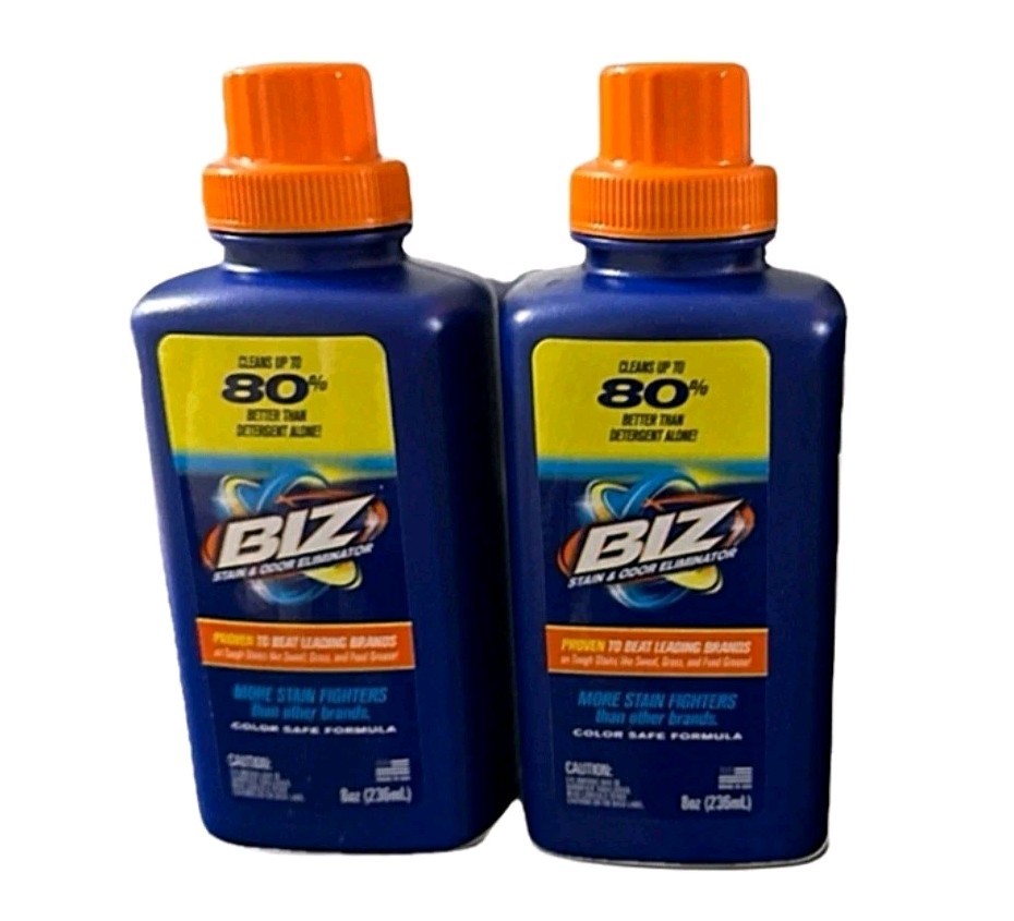 🧡 BIZ 🧡 (2-PACK) 8 Fl. Oz. 🫧 ●STAIN & ODOR ELIMINATOR● 🫧 Laundry 🫧 Booster.