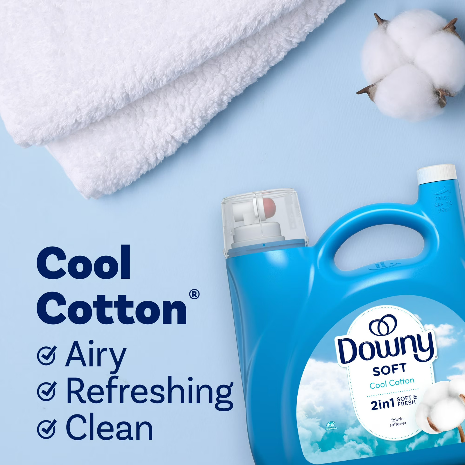 Downy Fabric Softener Cool Cotton 140 fl oz 190 Loads- Free Shipping