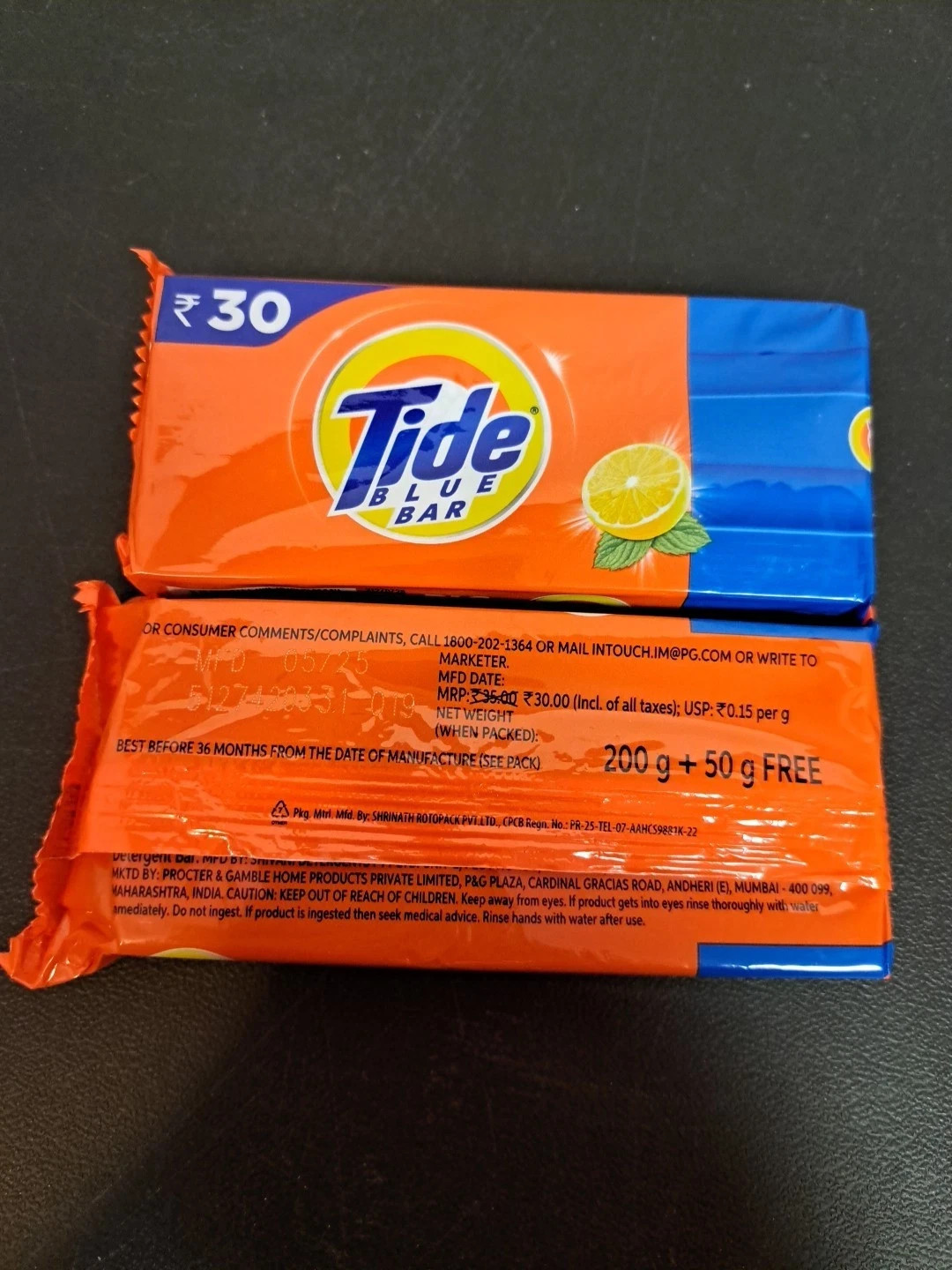 Tide Blue Laundry Bar Soap 250g 2-Pack | Heavy Duty Stain Remover