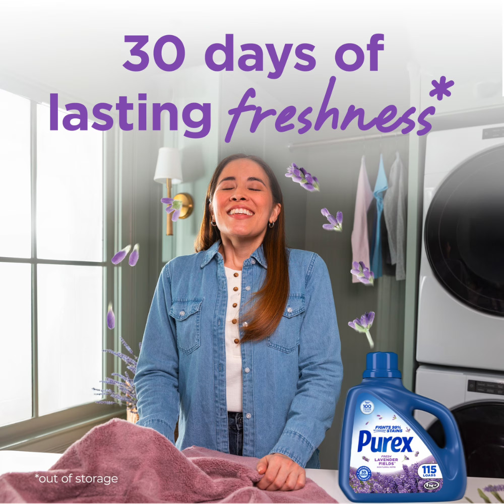 (4 pack) Purex Fresh Lavender Fields Liquid Detergent, 150 fl oz, 115 loads New