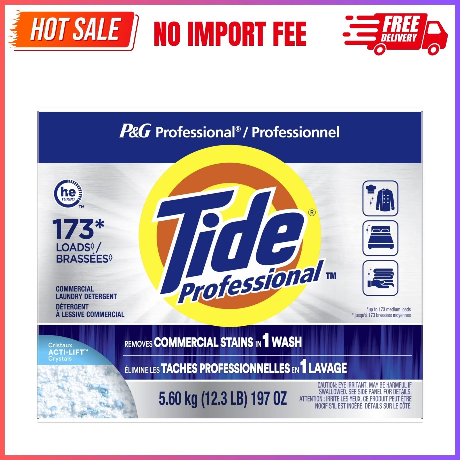 Tide Professional Commercial Powder Laundry Detergent Fresh Scent, 197 oz, 1 Box