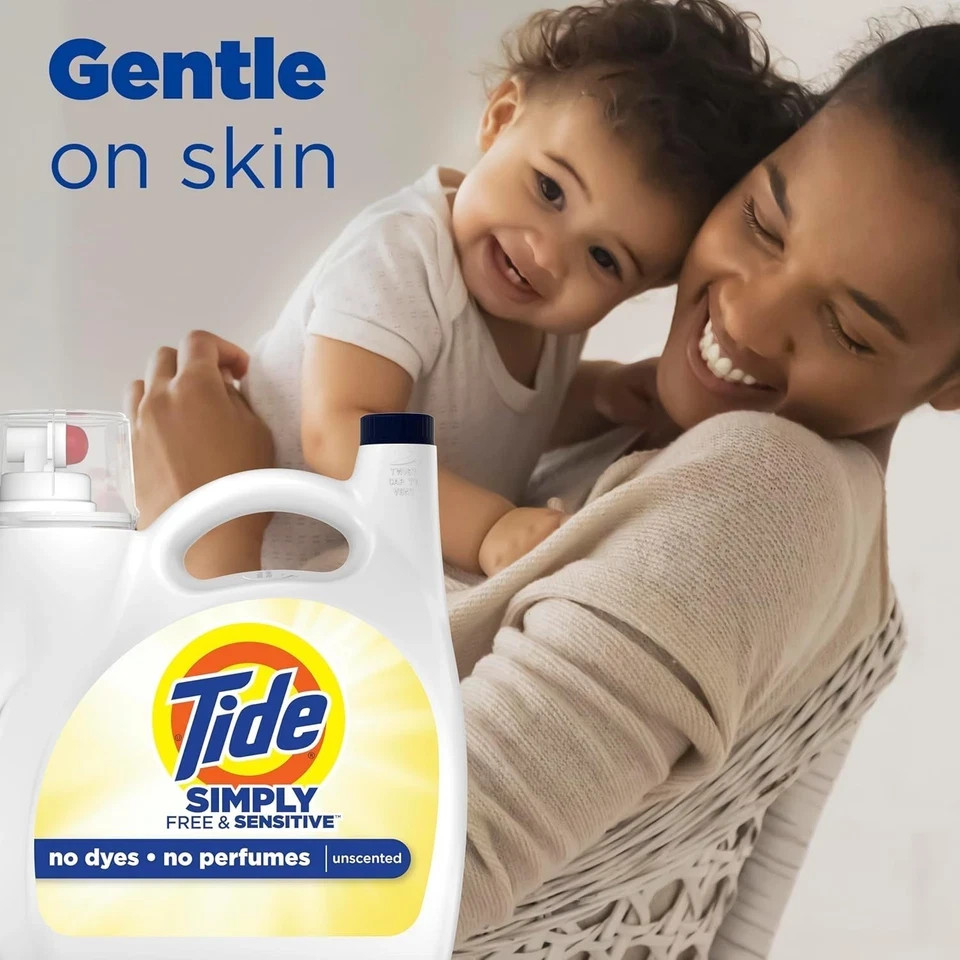 Tide Simply Liquid Laundry Detergent, Free Sensitive Scent, 89 Loads, 117 fl oz