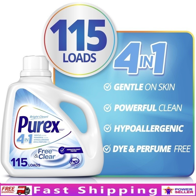 Clear Liquid Laundry Detergent 150 Fl Oz 115 Loads Brightening Gentle Color Safe