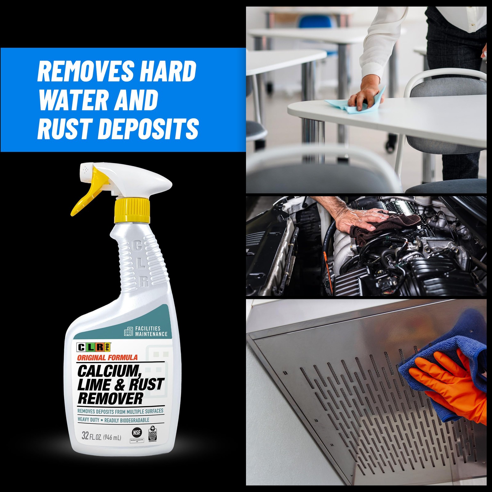CLR PRO Calcium, Lime & Rust Remover, Quickly Removes One Size, Multi