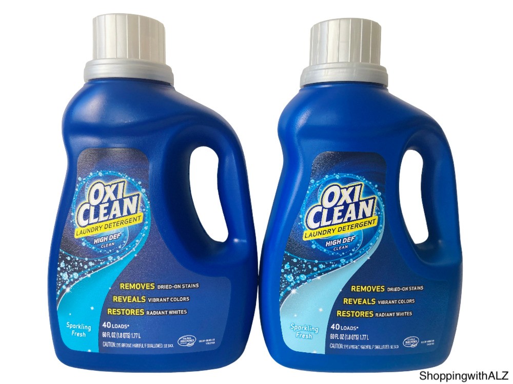 NEW LOT 2 Oxi Clean Liquid Laundry Detergent High Def Clean 40 Loads 60 oz