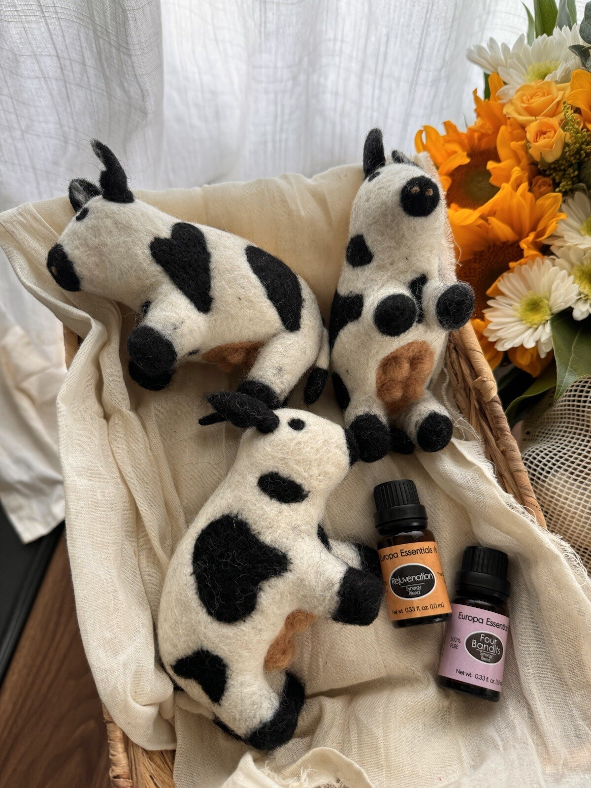 Cow Shaped Dryer Balls 100% Organic New Zealand Wool All Natural Handmade 3 Pack