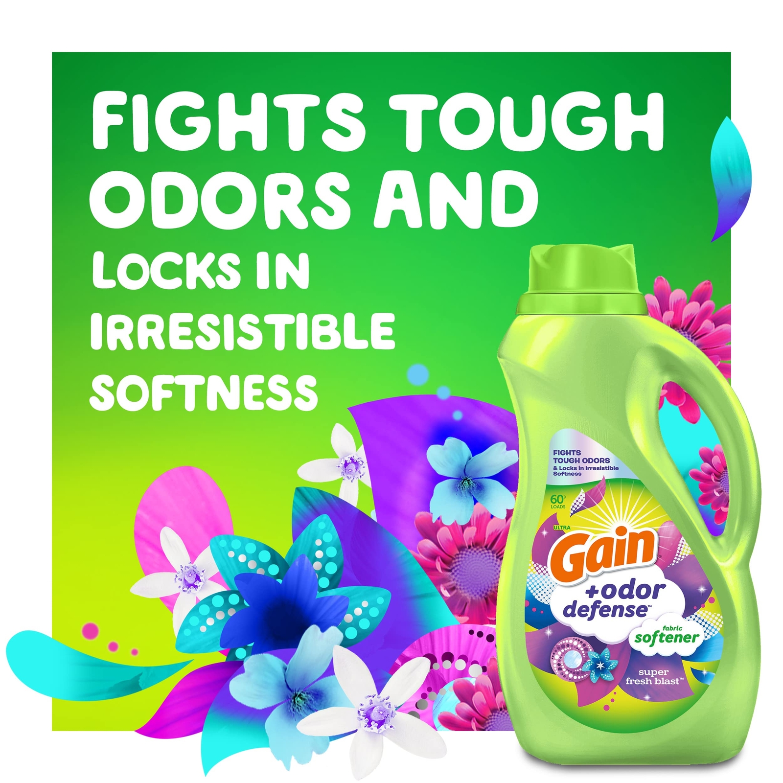 Gain Odor Defense Liquid Fabric Softener Super Fresh Blast 140 Fl Oz