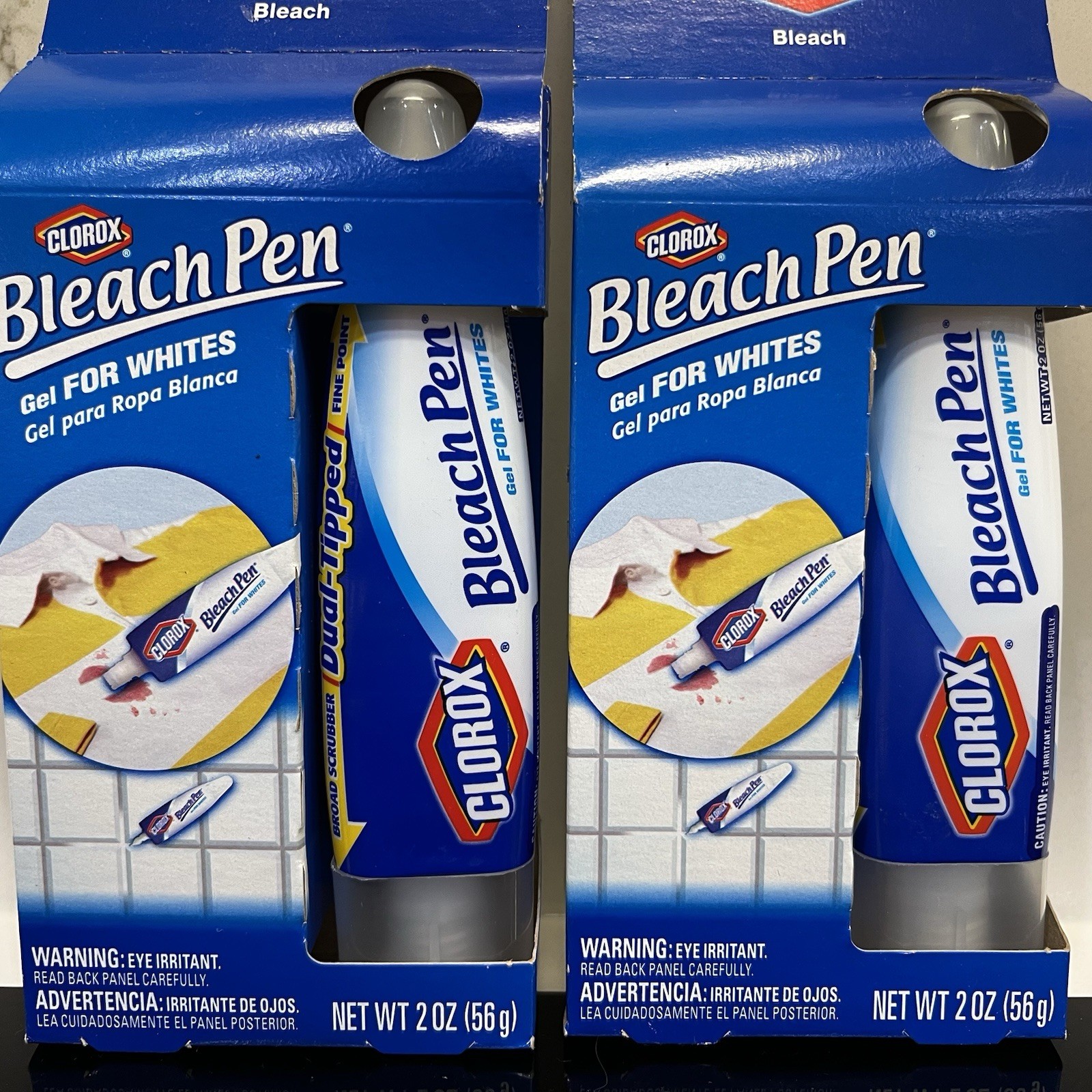 2 New Clorox Bleach Pen Gel For Whites Dual Tipped Discontinue 2oz Laundry Stain
