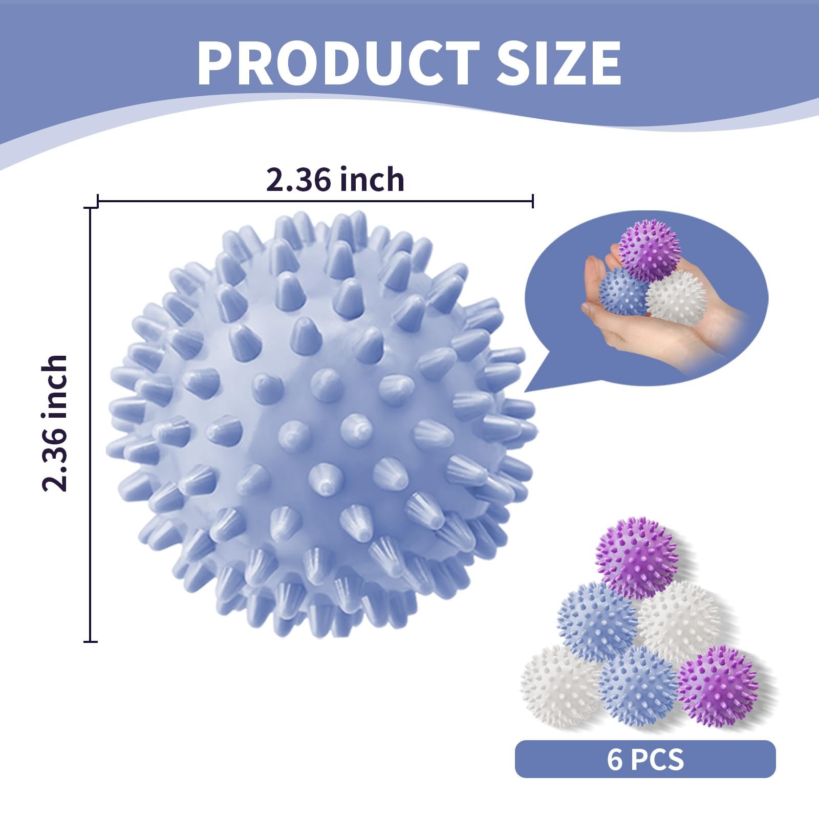 6Pcs Small Dryer Balls, 2.36 Inch Reusable Laundry Balls for Washer & Dryer, …