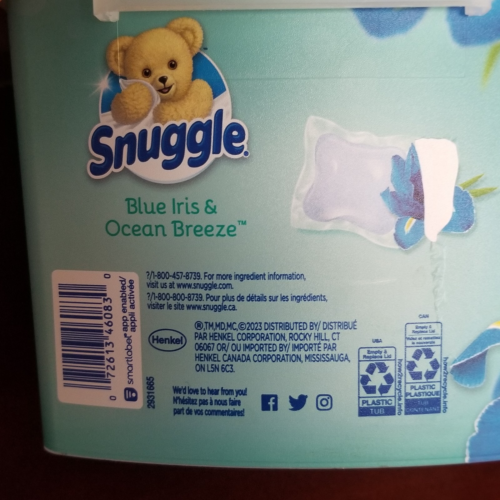 Snuggle Exhilarations In Wash Scent Booster Pacs Blue Iris & Ocean Breeze 56 Ct