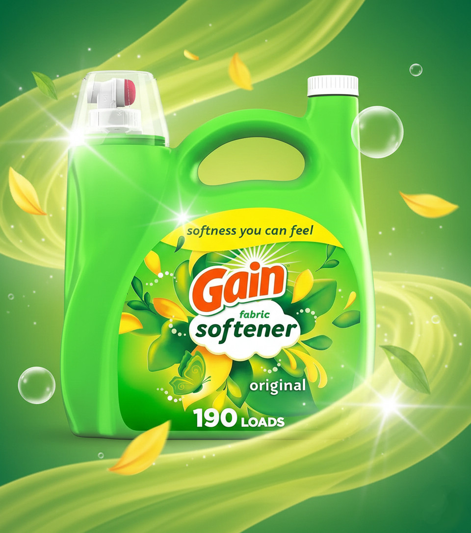 Gain Liquid Fabric Softener Original 140oz – 190 Loads, Soft & Fresh Laundry
