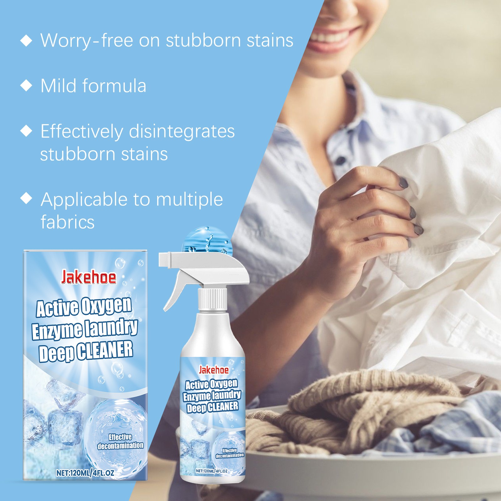 Laundry Detergent Stain Grease Remover Cloth Whitening Long Lasting Fresh Scent