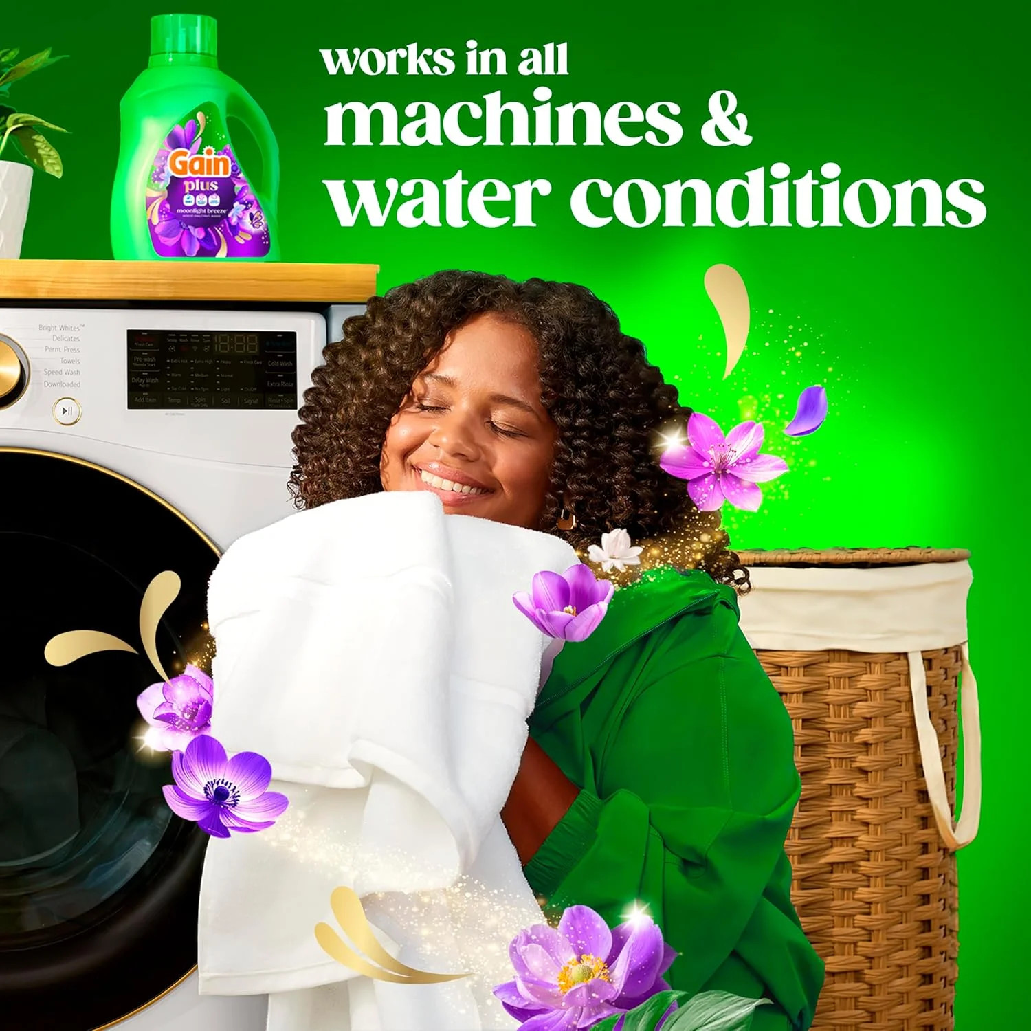 Gain Plus Liquid Laundry Detergent, Cleaner, Fresher, Now with Oxi, Moonlight Br