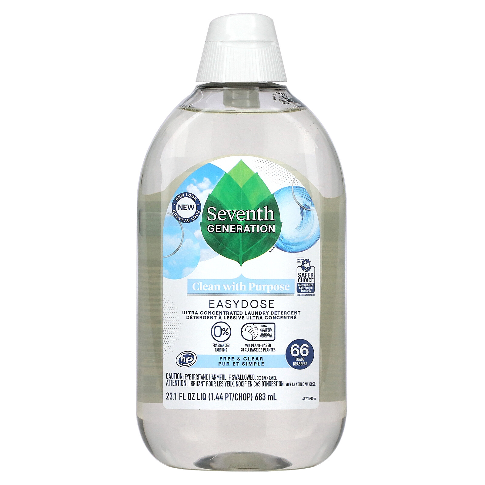 Easydose, Ultra Concentrated Laundry Detergent, Free & Clear, 66 Loads, 23.1 fl