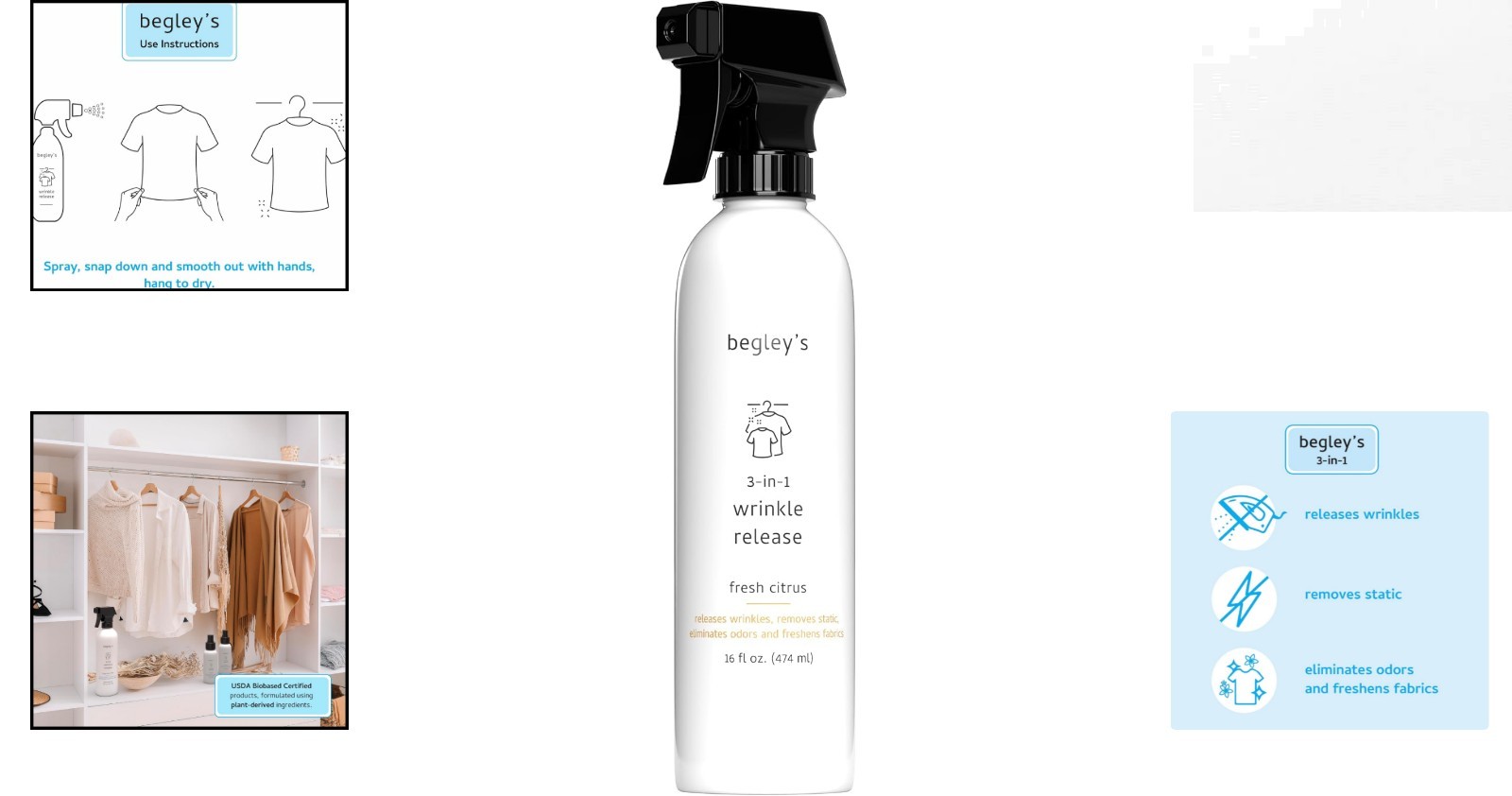 Quick Fix Wrinkle Release & Odor Eliminator Spray with Citrus Freshness, 16 oz