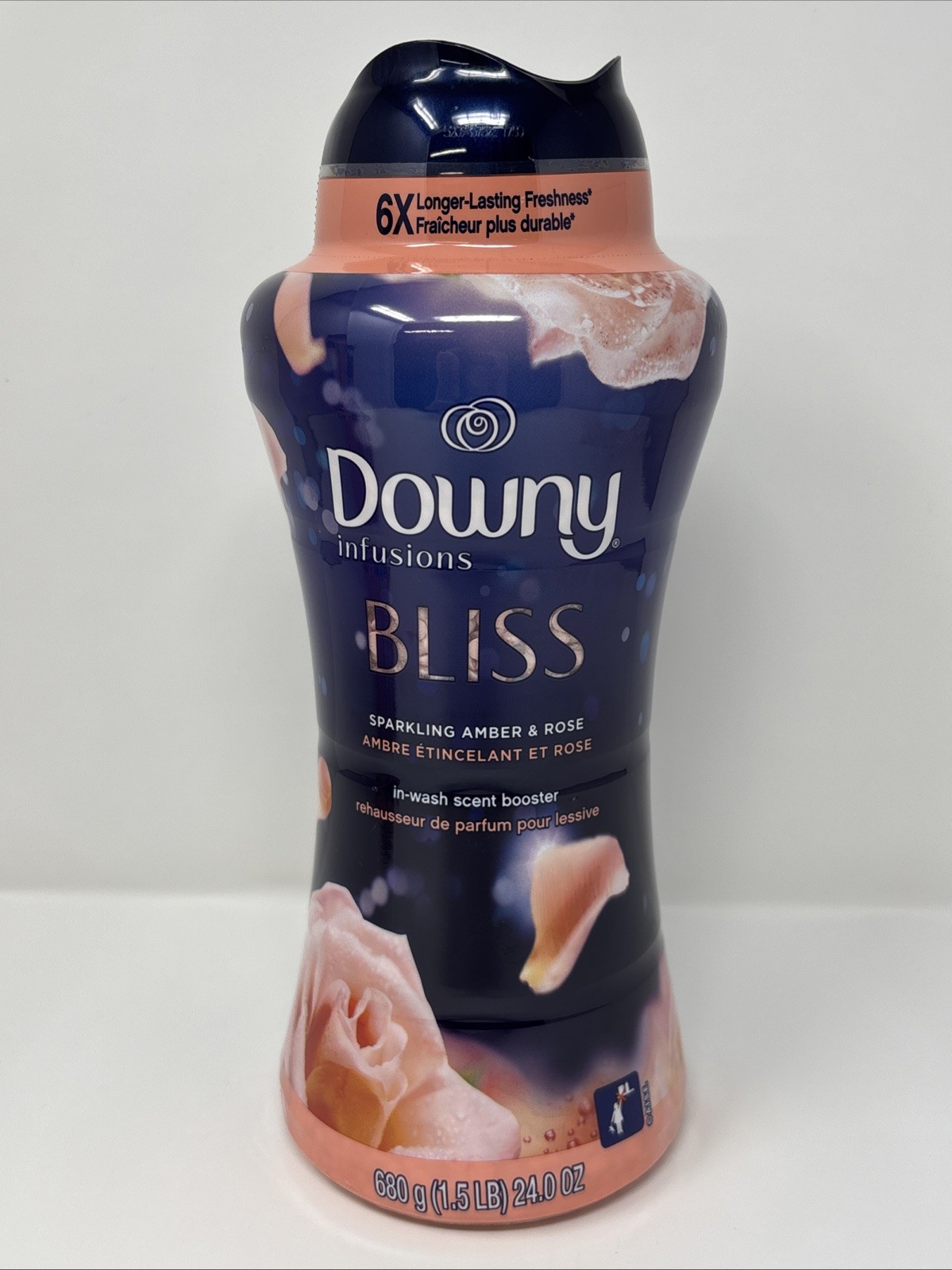 2X 24 Oz 1.5 Lb Downy Infusions Bliss Sparkling Amber & Rose Scent Booster Beads