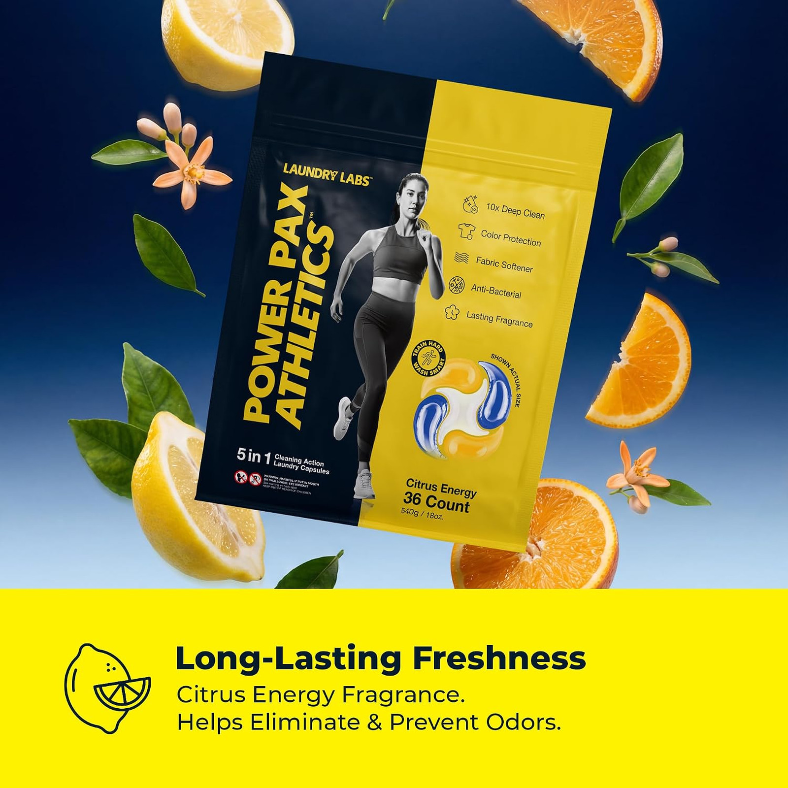 Laundry Detergent Pods 5 in 1 Enzyme Stain Odor Remover for Activewear HE