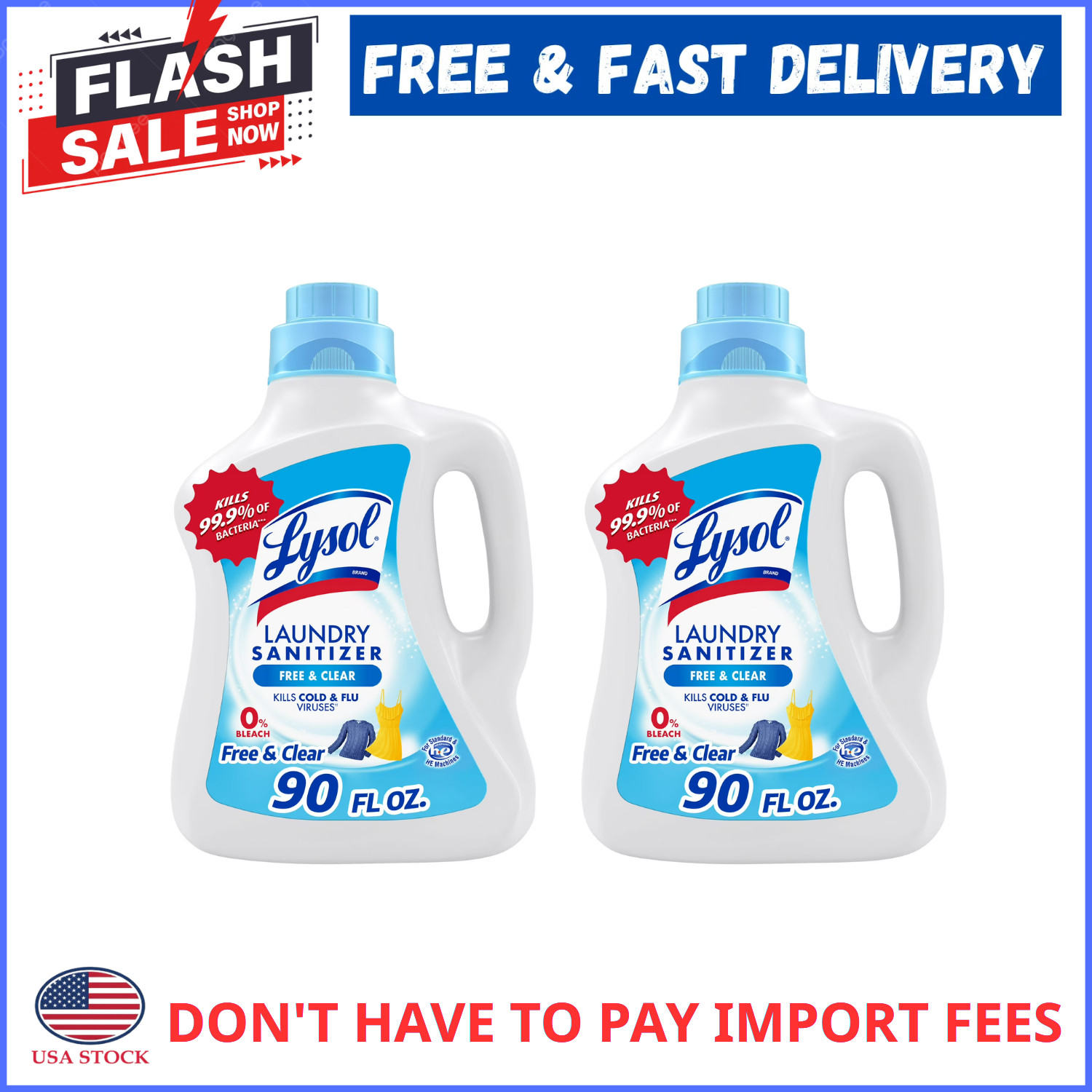 Lysol Laundry Sanitizer Additive Sanitizing Liquid Unscented 90oz 2 Pack