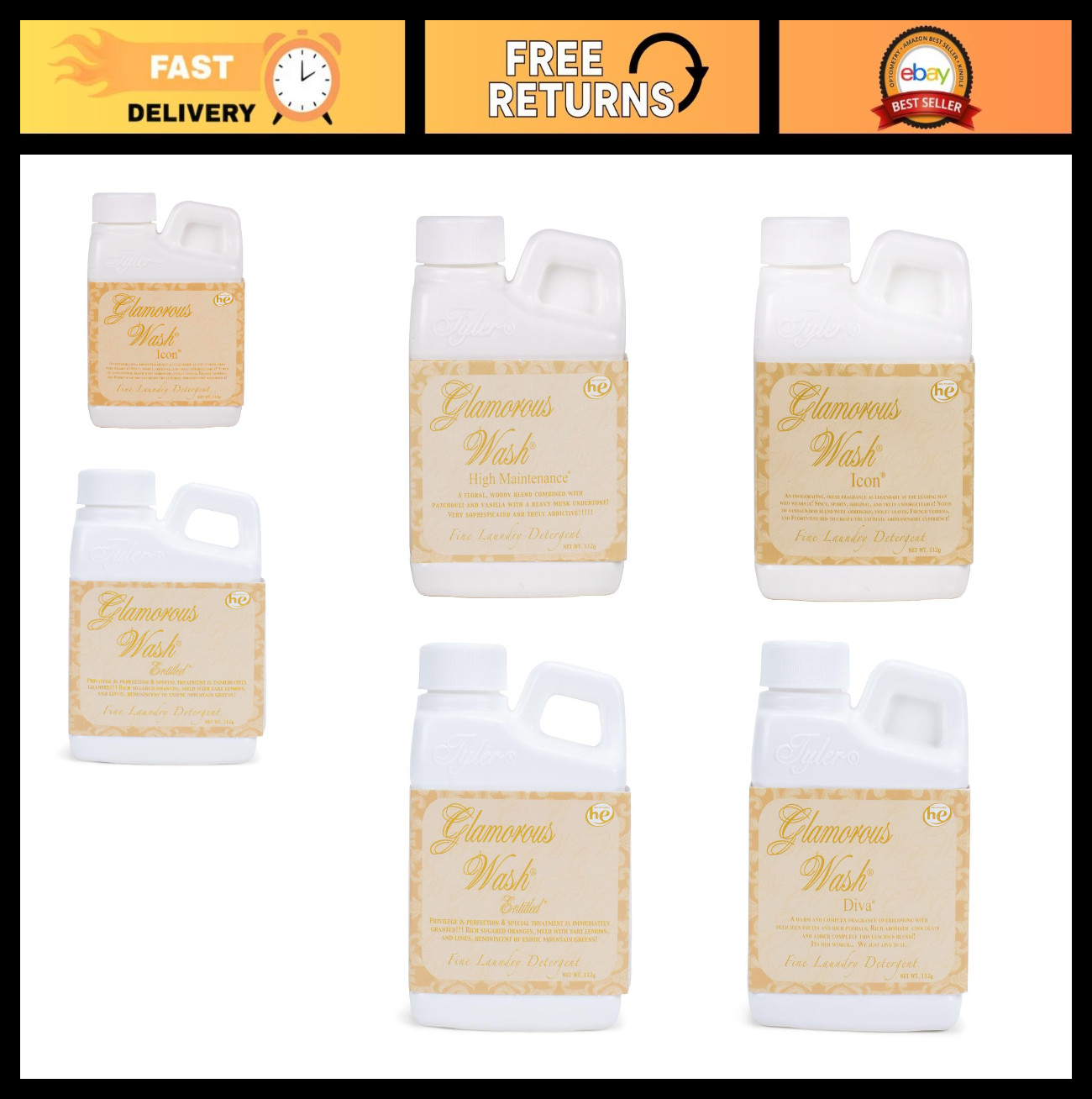 Glamorous Wash Gift Pack II – 4 oz Luxury Scented Laundry Detergent Set