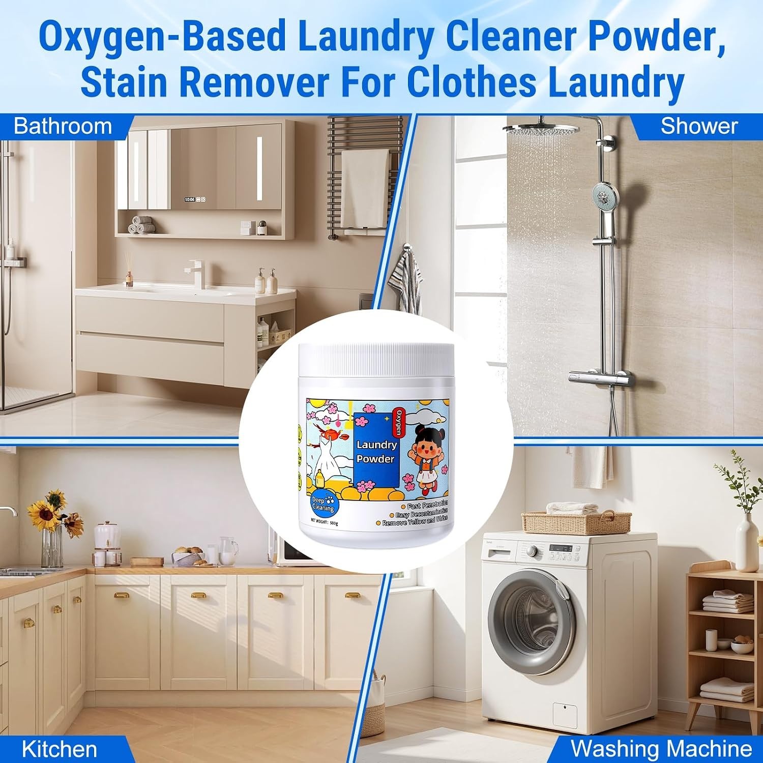Oxygen Laundry Detergent Powder – Powerful Stain Remover, Unscented, 16.67 Fl Oz