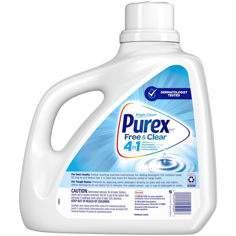 Clear Liquid Laundry Detergent 150 Fl Oz 115 Loads Brightening Gentle Color Safe