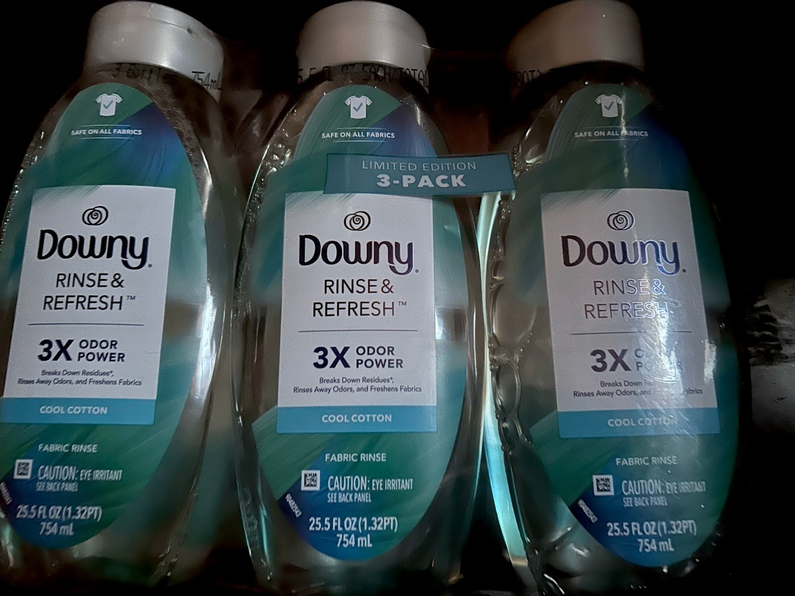 3 Pack Downy Rinse And Refresh Fabric -3X Odor Power 76.5Fl Oz Cool Cotton Scent