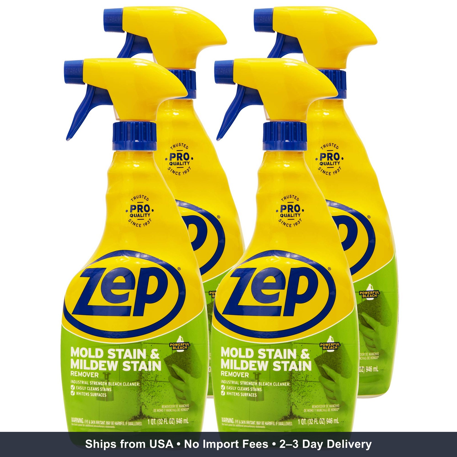 Zep Mold Stain and Mildew Stain Remover – 32 oz (Pack of 4) ZUMILDEW32 – Profess