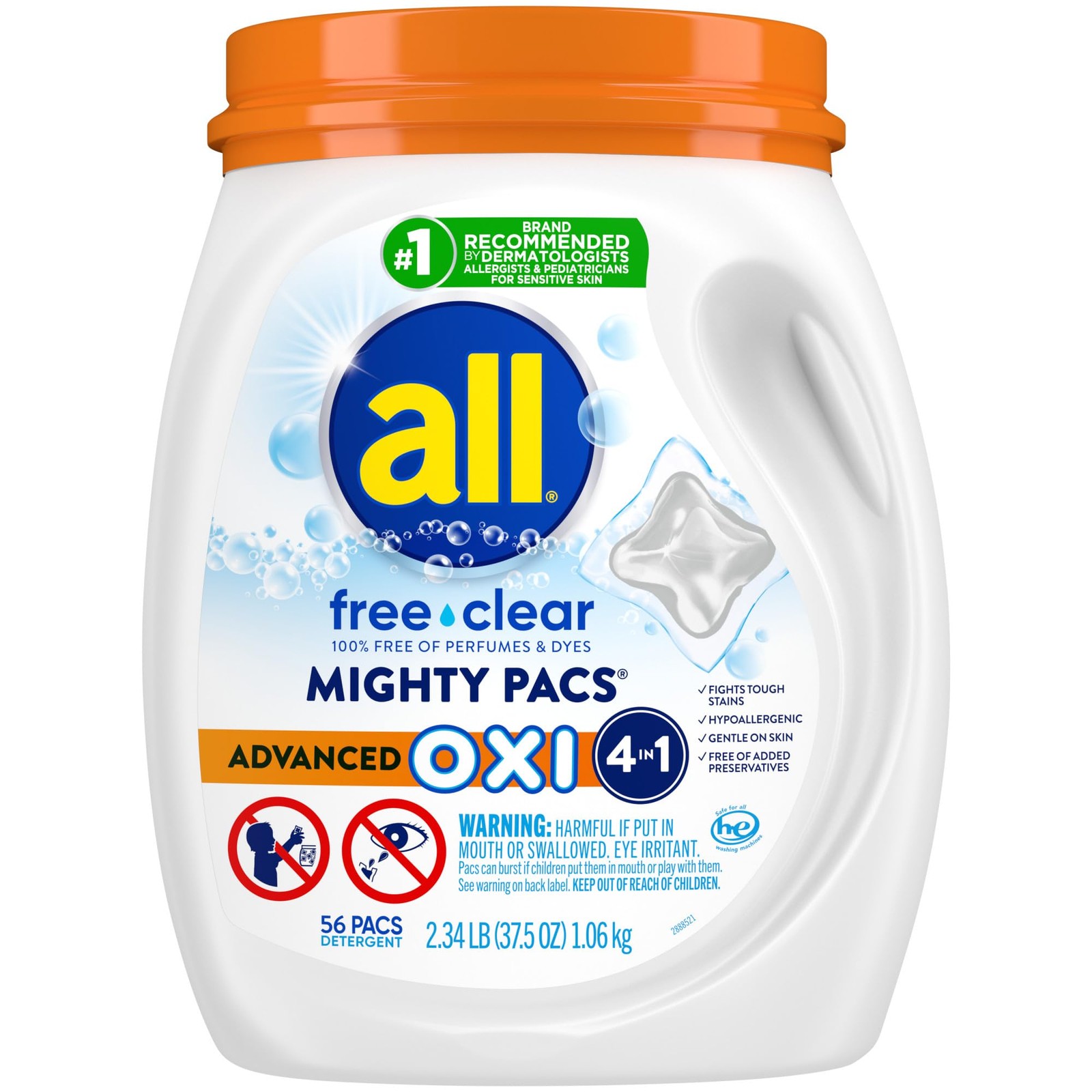 Laundry Detergent Pacs, Mighty Pacs with OXI Stain Removers and Whiteners, Fr…