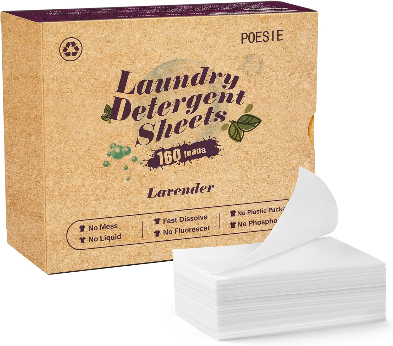 Laundry Detergent Sheets Fresh Scent 160 Count Hypoallergenic Non Plastic