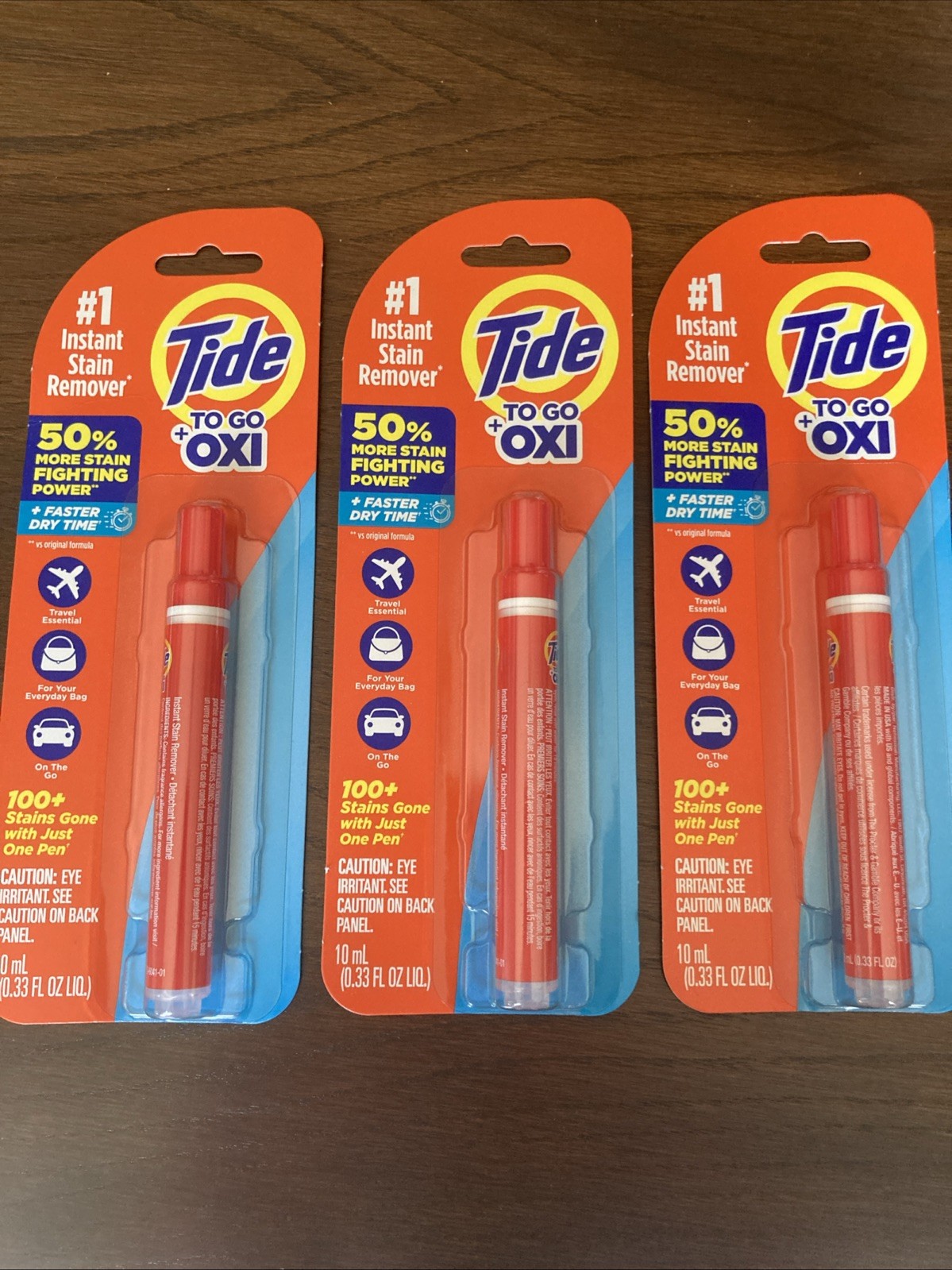 (LOT OF 3) Tide To Go +OXI Instant Stain Remover Pens On-The-Go Stain Removal