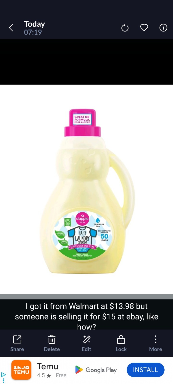 Baby Fragrance-Free Laundry Detergent, 50 fl oz