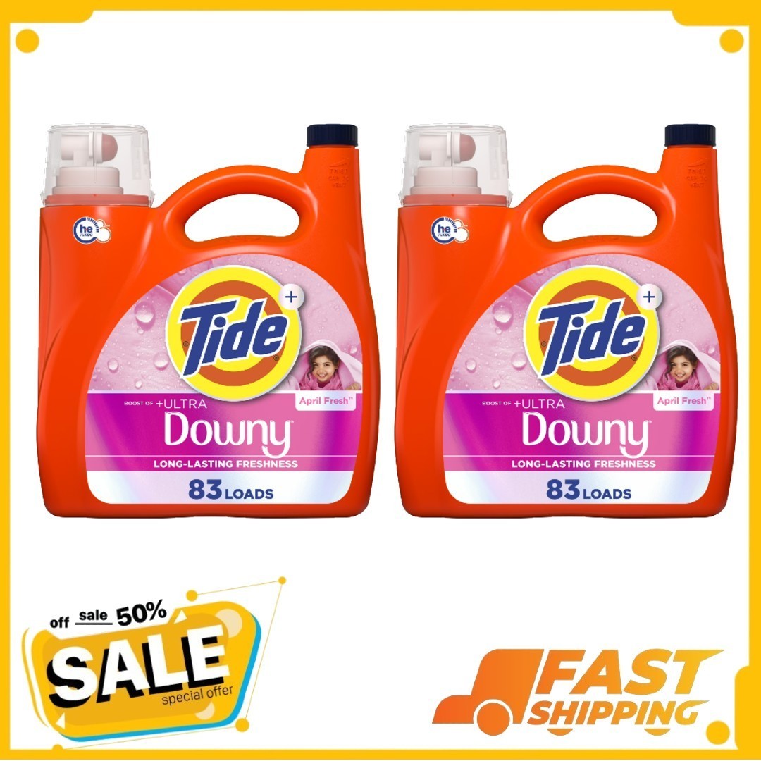2P Tide Laundry Detergent Liquid Plus, April Fresh Scent, 117 fl oz, 83 Loads